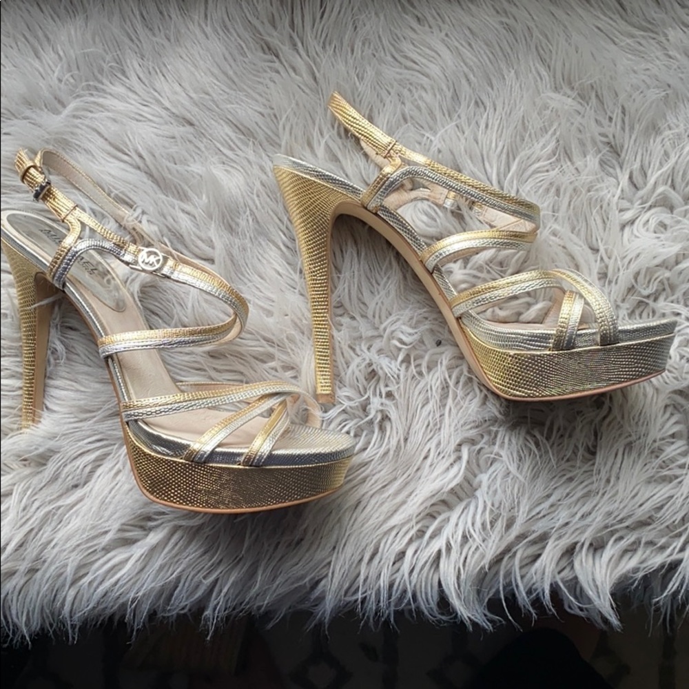 Silver and gold Michael Kors heels